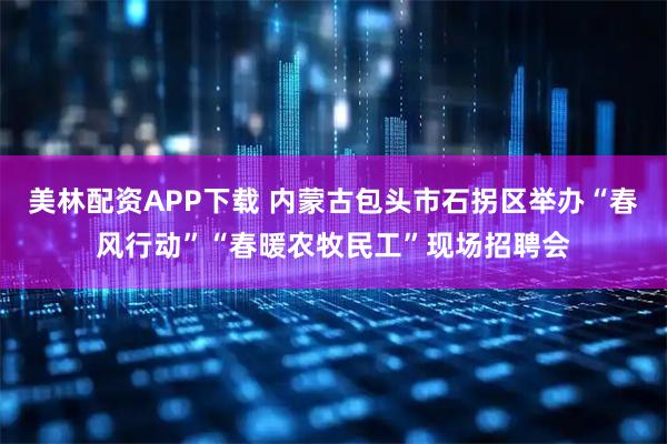 美林配资APP下载 内蒙古包头市石拐区举办“春风行动”“春暖农牧民工”现场招聘会