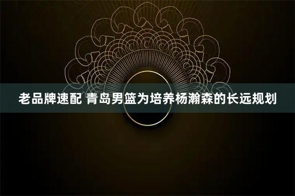 老品牌速配 青岛男篮为培养杨瀚森的长远规划