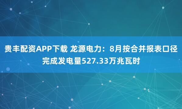 贵丰配资APP下载 龙源电力：8月按合并报表口径完成发电量527.33万兆瓦时